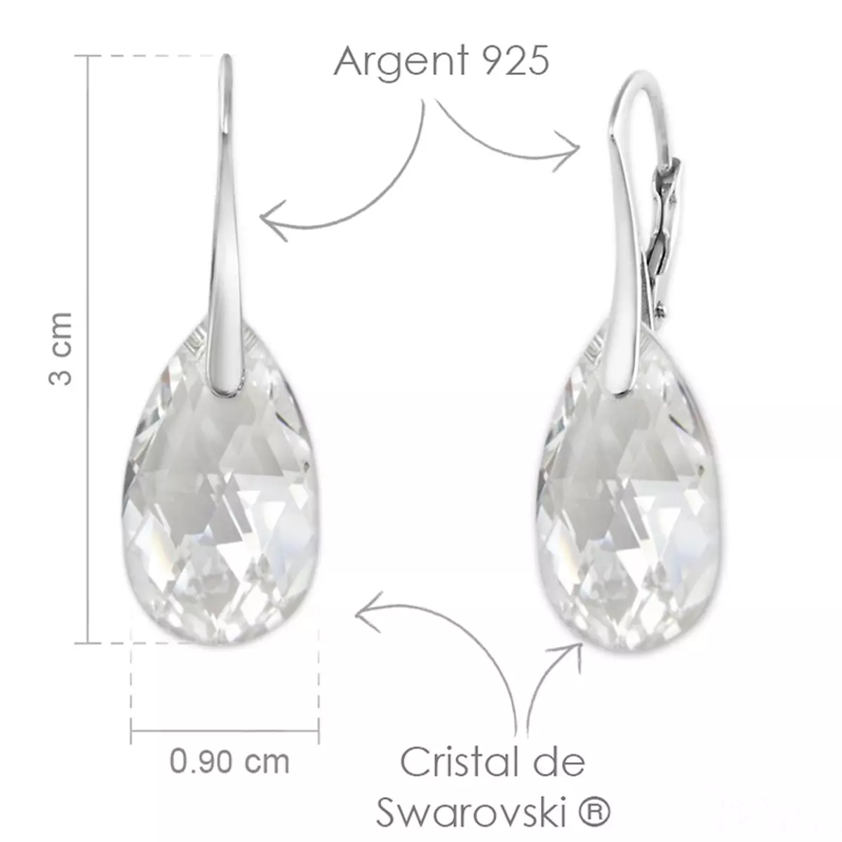 Les Trésors De Lily Parure Argent Artisanales 'Sissi' Blanc Cristal Argenté (collier Et Boucles) 15x9 Mm [R0947]