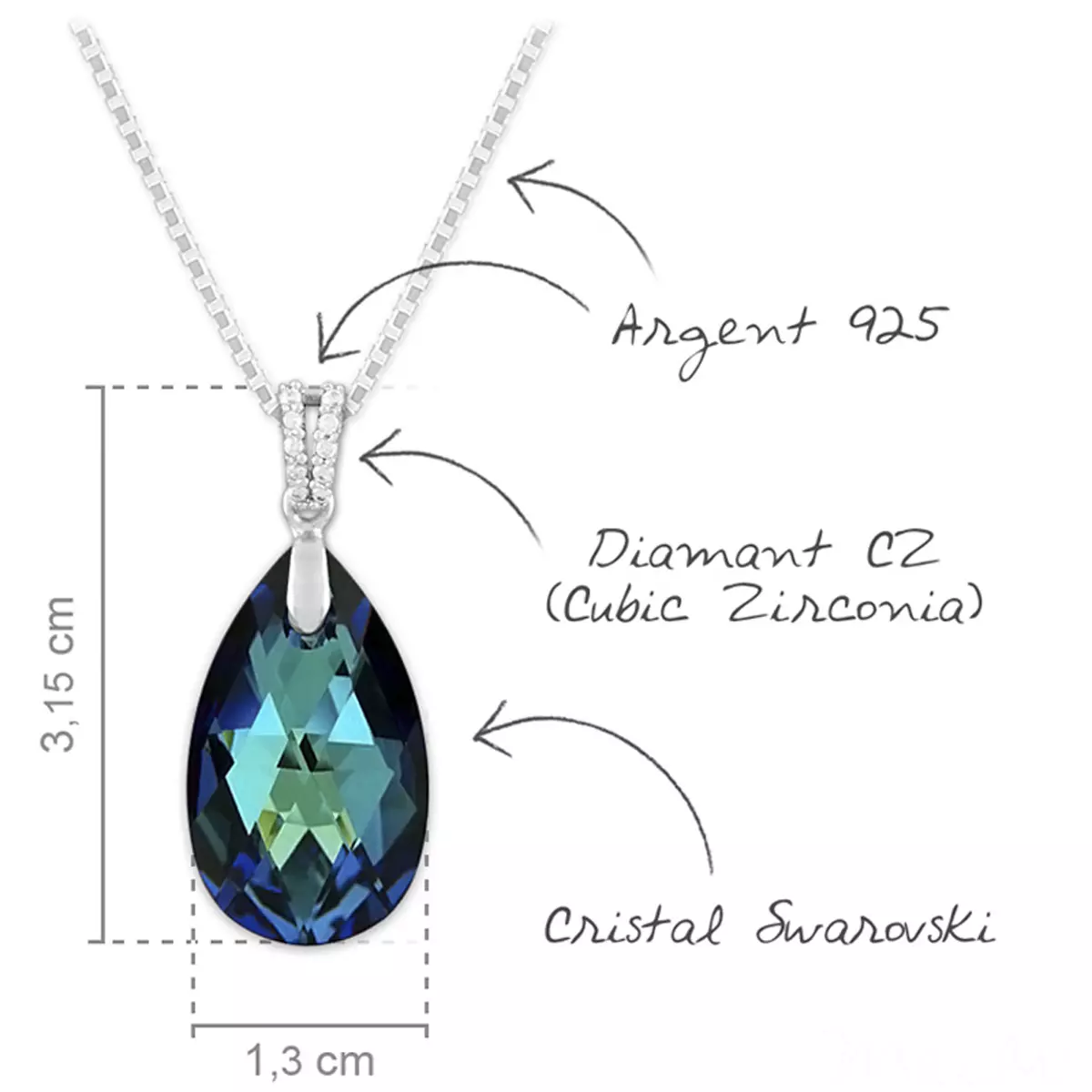 Les Trésors De Lily Parure Argent Artisanales 'Sissi' Bleu Bermudes Argenté (collier Et Boucles) 15x9 Mm [Q4265]