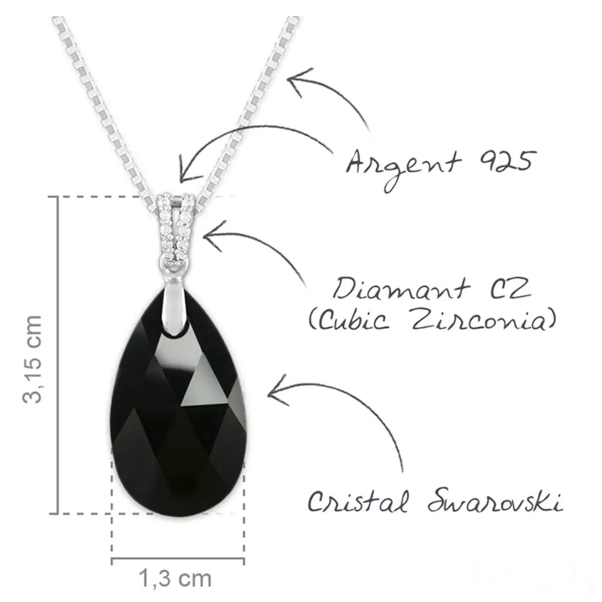 Les Trésors De Lily Parure Argent Artisanales 'Sissi' Noir Argenté (collier Et Boucles) 15x9 Mm [R0948]