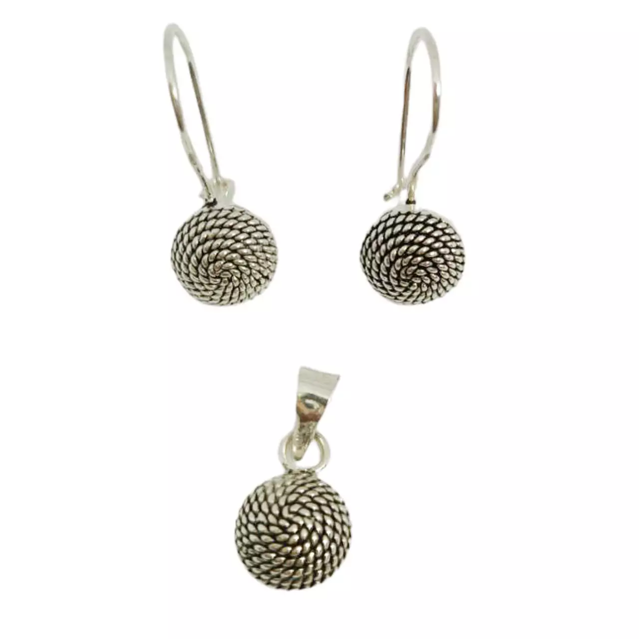 les trésors de lily Parure Argent 'Cordes' argent vieilli (pendentif et boucles d'oreilles) [R9498]