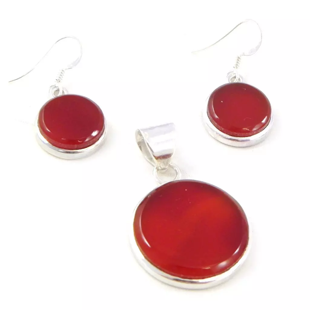 les trésors de lily Parure Argent 'Gwyneth' Onyx Rouge [C9495]