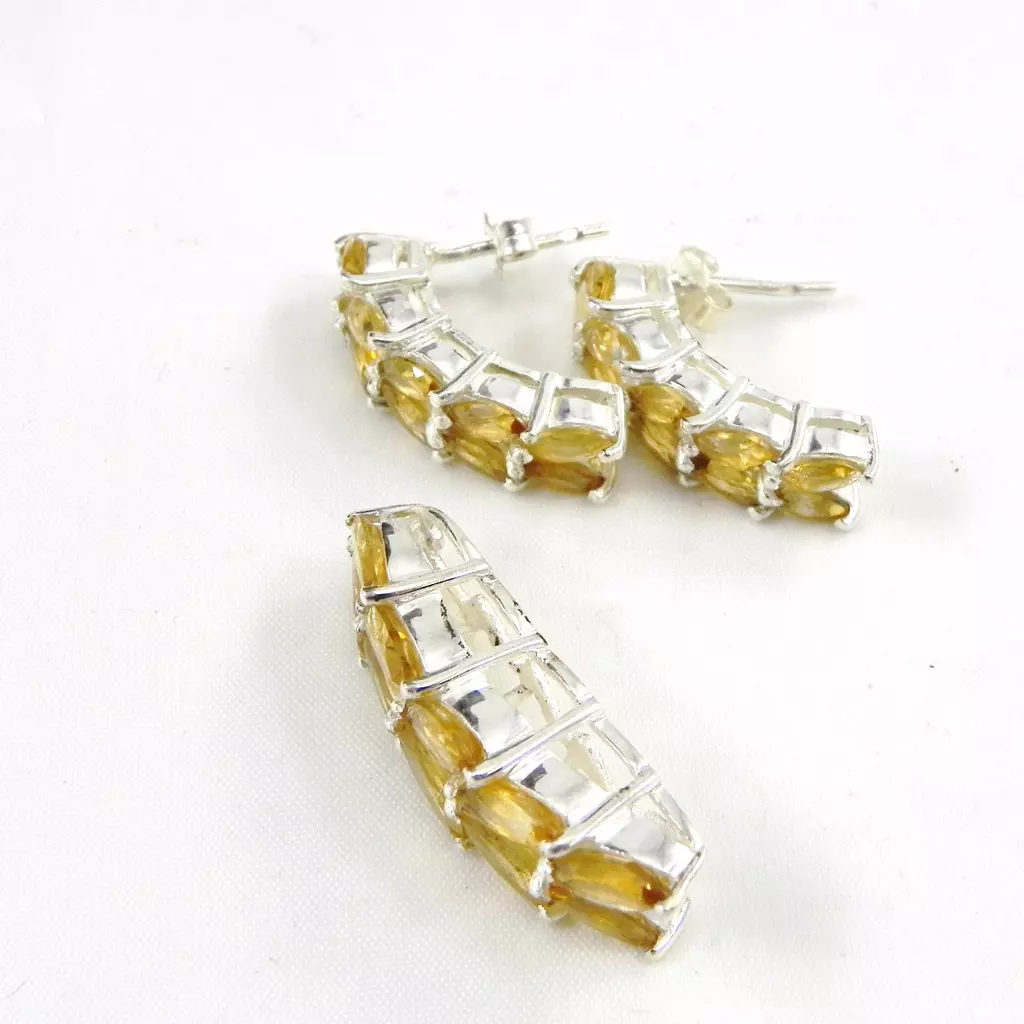 Les Trésors De Lily Parure Argent 'Les Précieuses' Citrine [B9164]