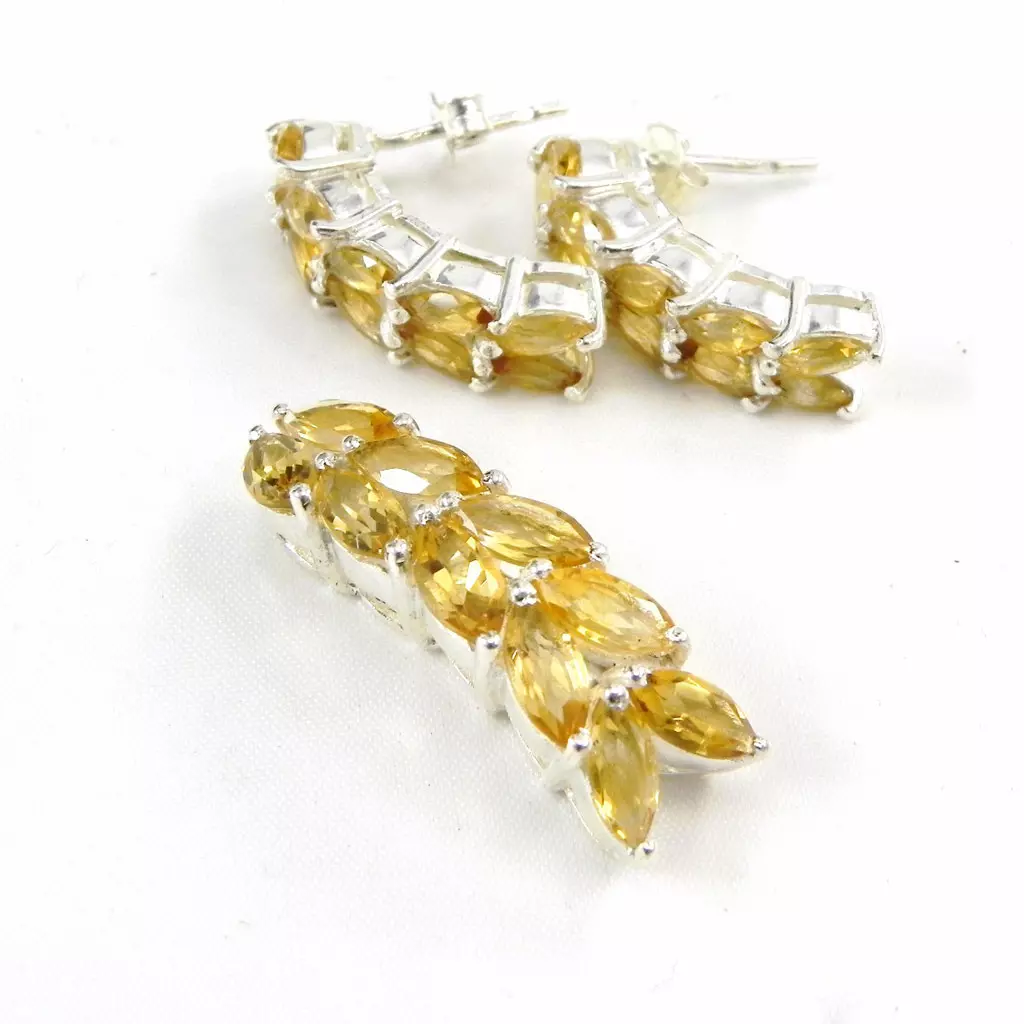 les trésors de lily Parure Argent 'Les Précieuses' Citrine [B9164]