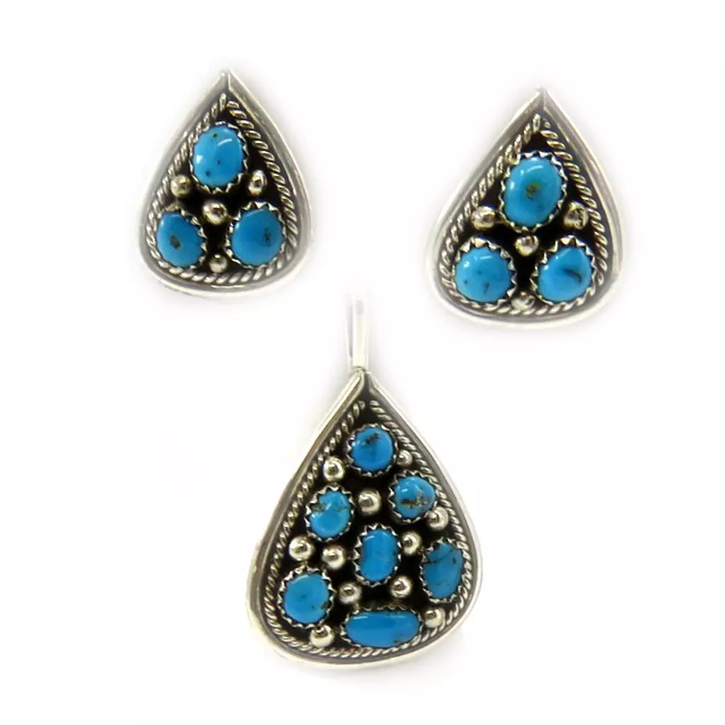 Les Trésors De Lily Parure Argent 'Navajos' Turquoise [E5538]