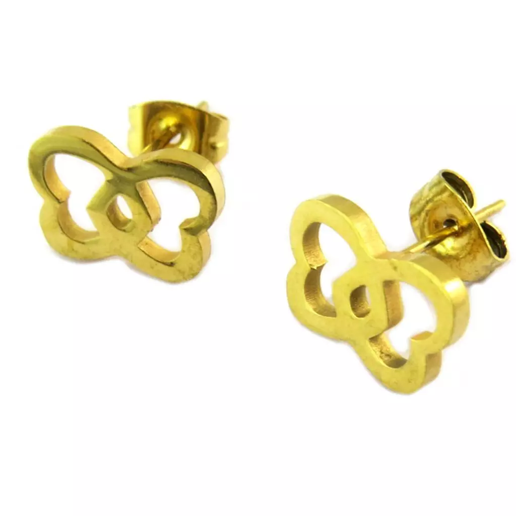 Les Trésors De Lily Parure Collier + Boucles Acier 'Love' Doré [P4897]
