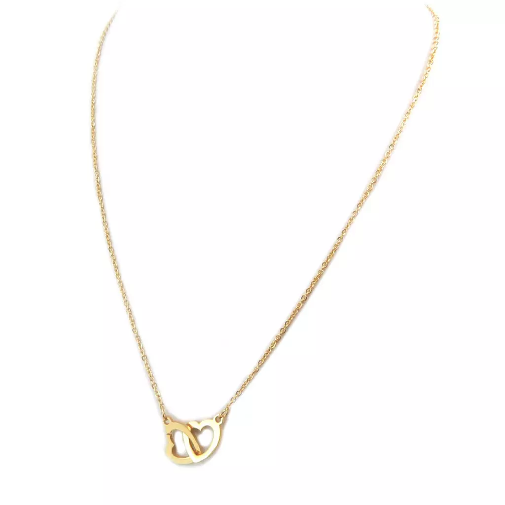 Les Trésors De Lily Parure Collier + Boucles Acier 'Love' Doré [P4897]