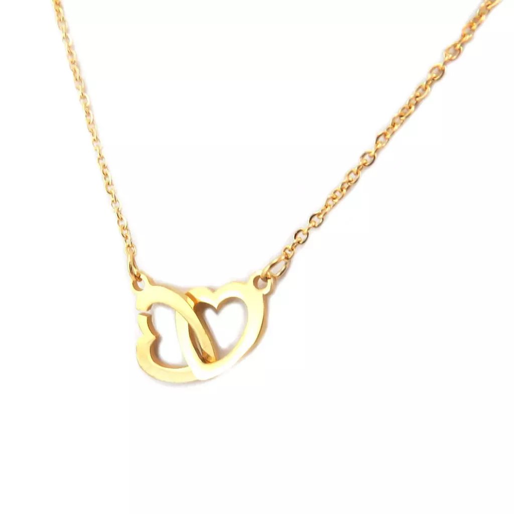 Les Trésors De Lily Parure Collier + Boucles Acier 'Love' Doré [P4897]
