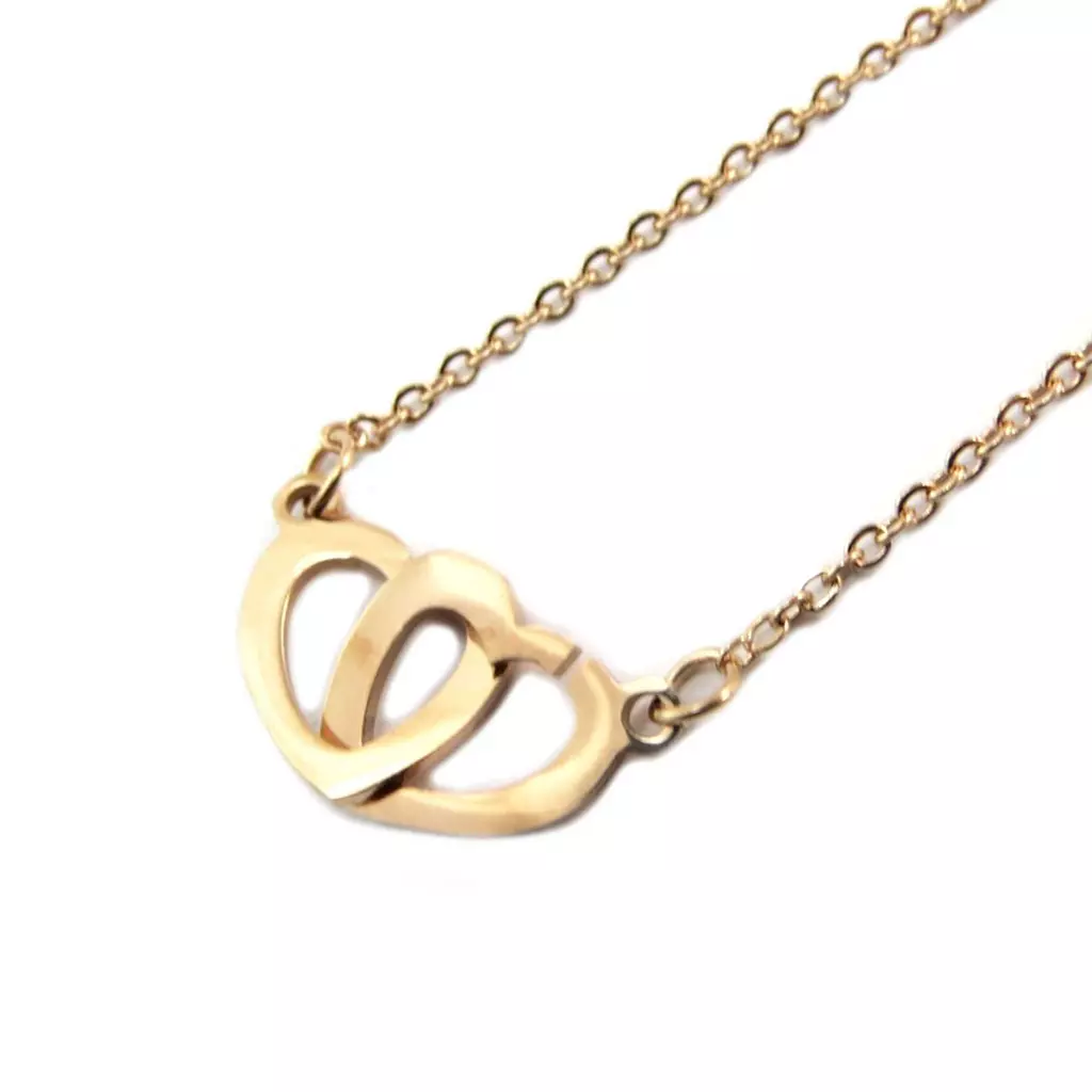 Les Trésors De Lily Parure Collier + Boucles Acier 'Love' Doré Rosé (gold Pink) [P4898]