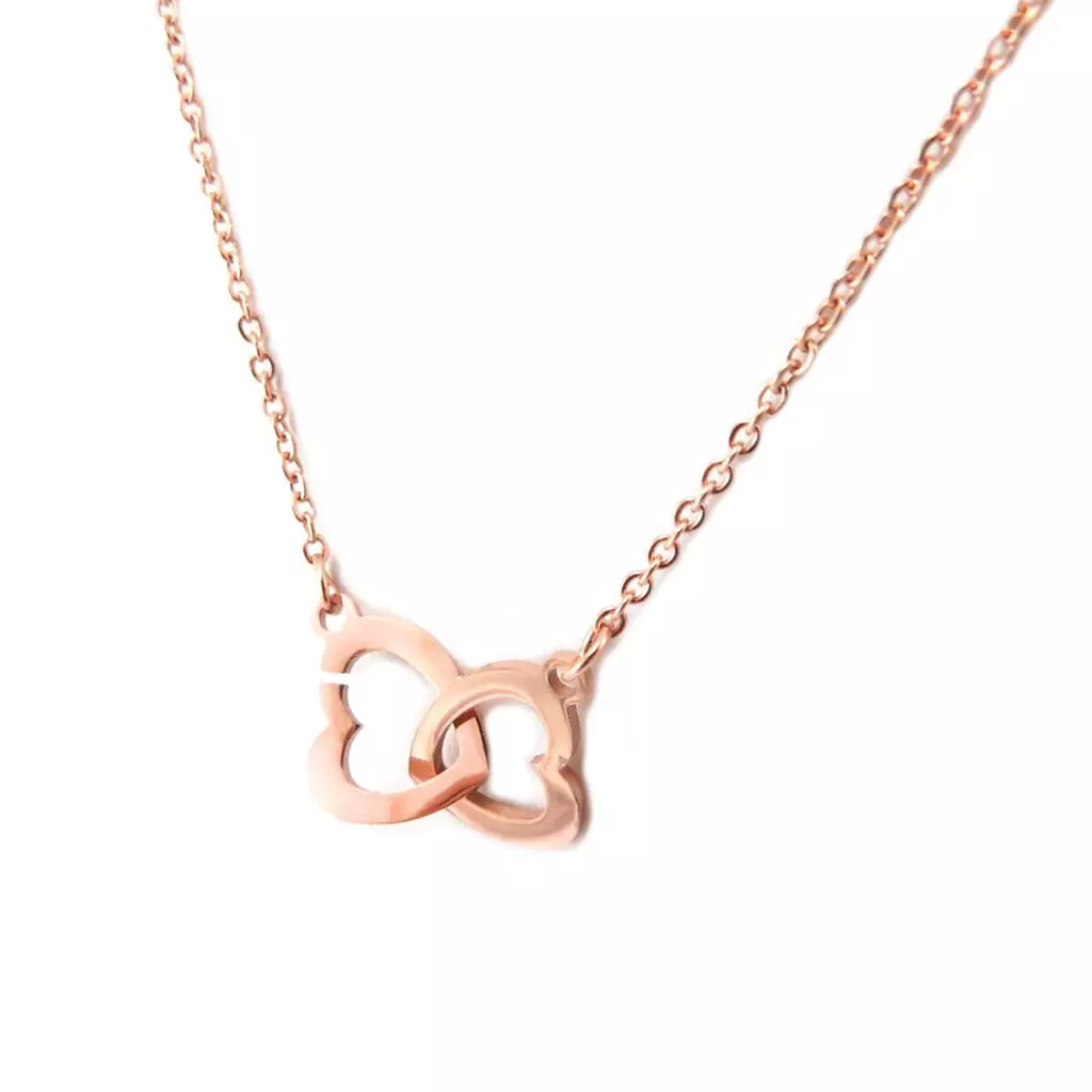 Les Trésors De Lily Parure Collier + Boucles Acier 'Love' Doré Rosé (gold Pink) [P4898]