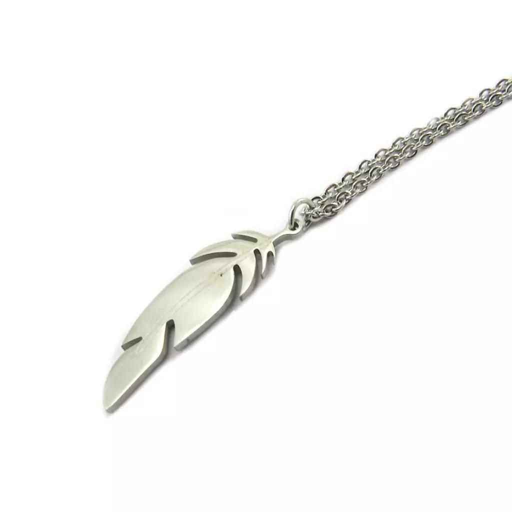 Les Trésors De Lily Parure Collier + Boucles Acier 'Navajos' Argenté (plumes) [P5058]