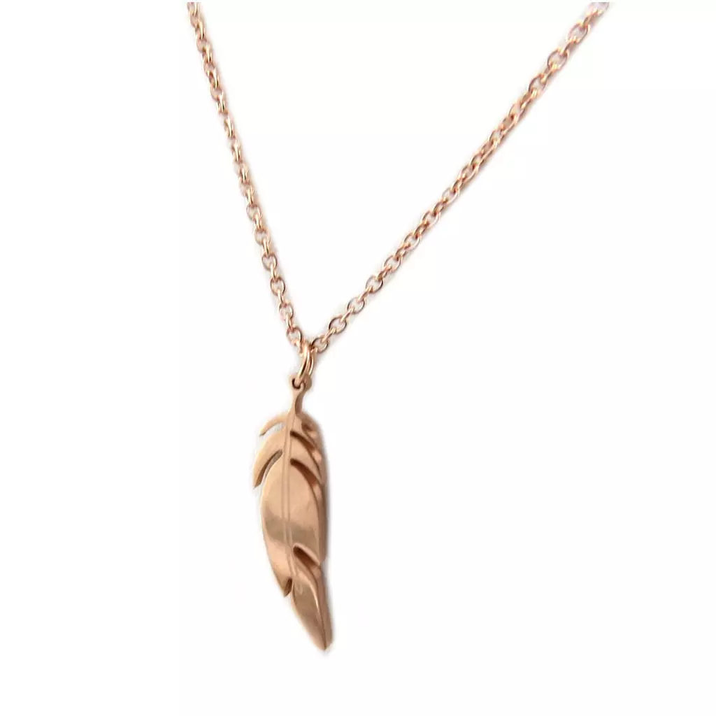Les Trésors De Lily Parure Collier + Boucles Acier 'Navajos' Doré Rosé (gold Pink)(plumes) [P5056]