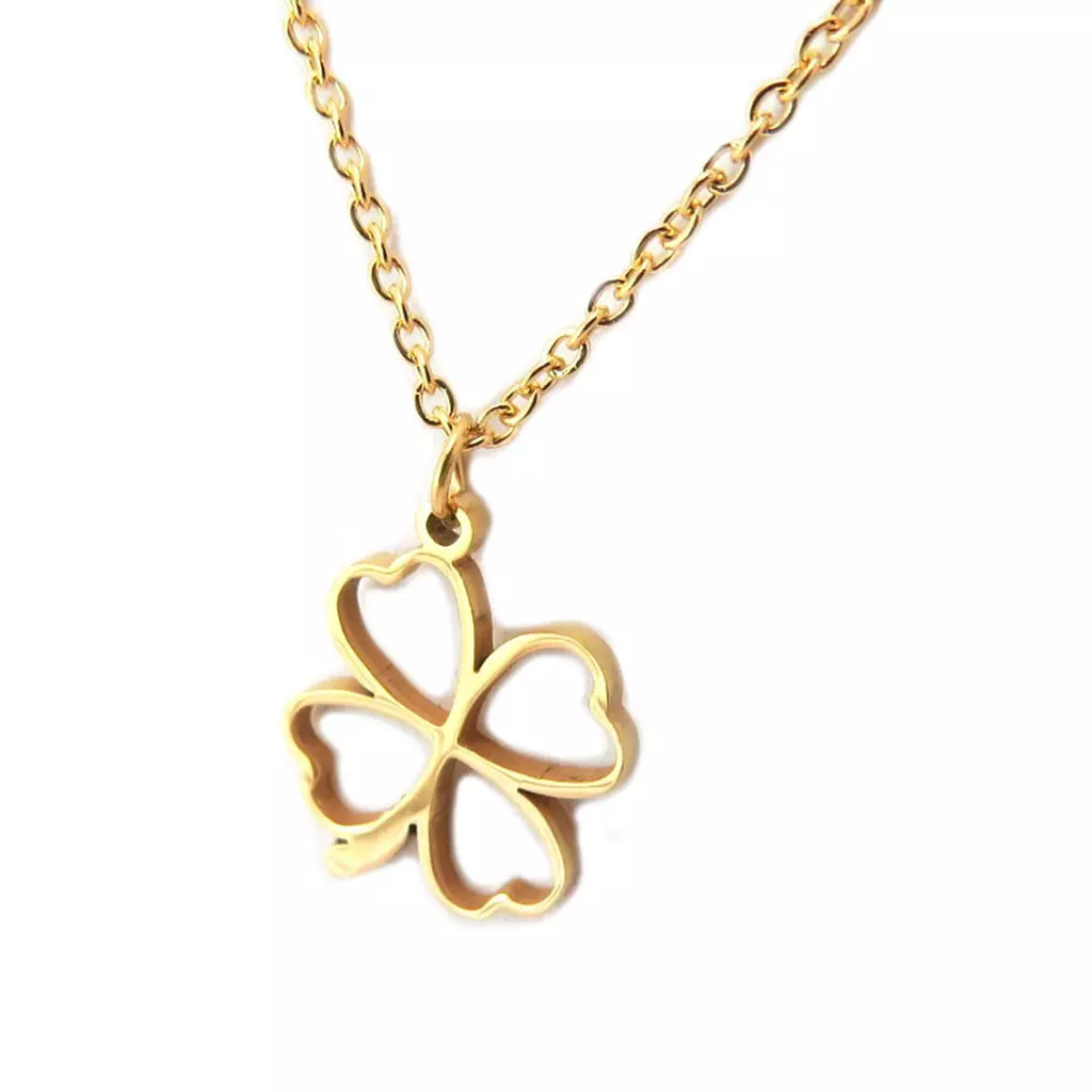 Les Trésors De Lily Parure Collier + Boucles Acier 'Trèfle' Doré [P5053]