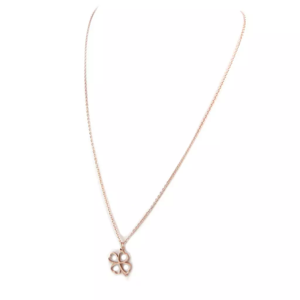 Les Trésors De Lily Parure Collier + Boucles Acier 'Trèfle' Doré Rosé (gold Pink) [P5055]