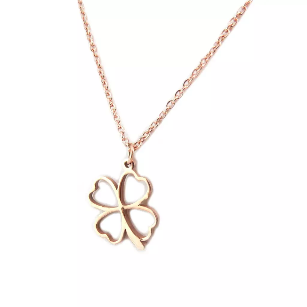 Les Trésors De Lily Parure Collier + Boucles Acier 'Trèfle' Doré Rosé (gold Pink) [P5055]
