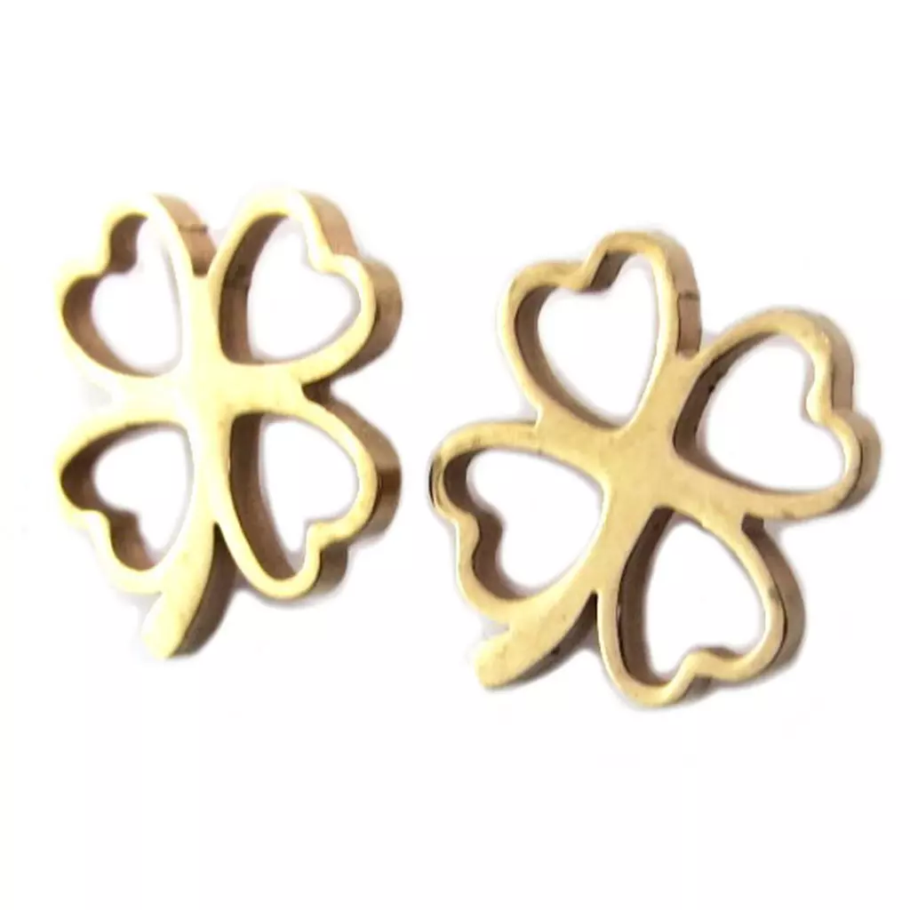 Les Trésors De Lily Parure Collier + Boucles Acier 'Trèfle' Doré Rosé (gold Pink) [P5055]
