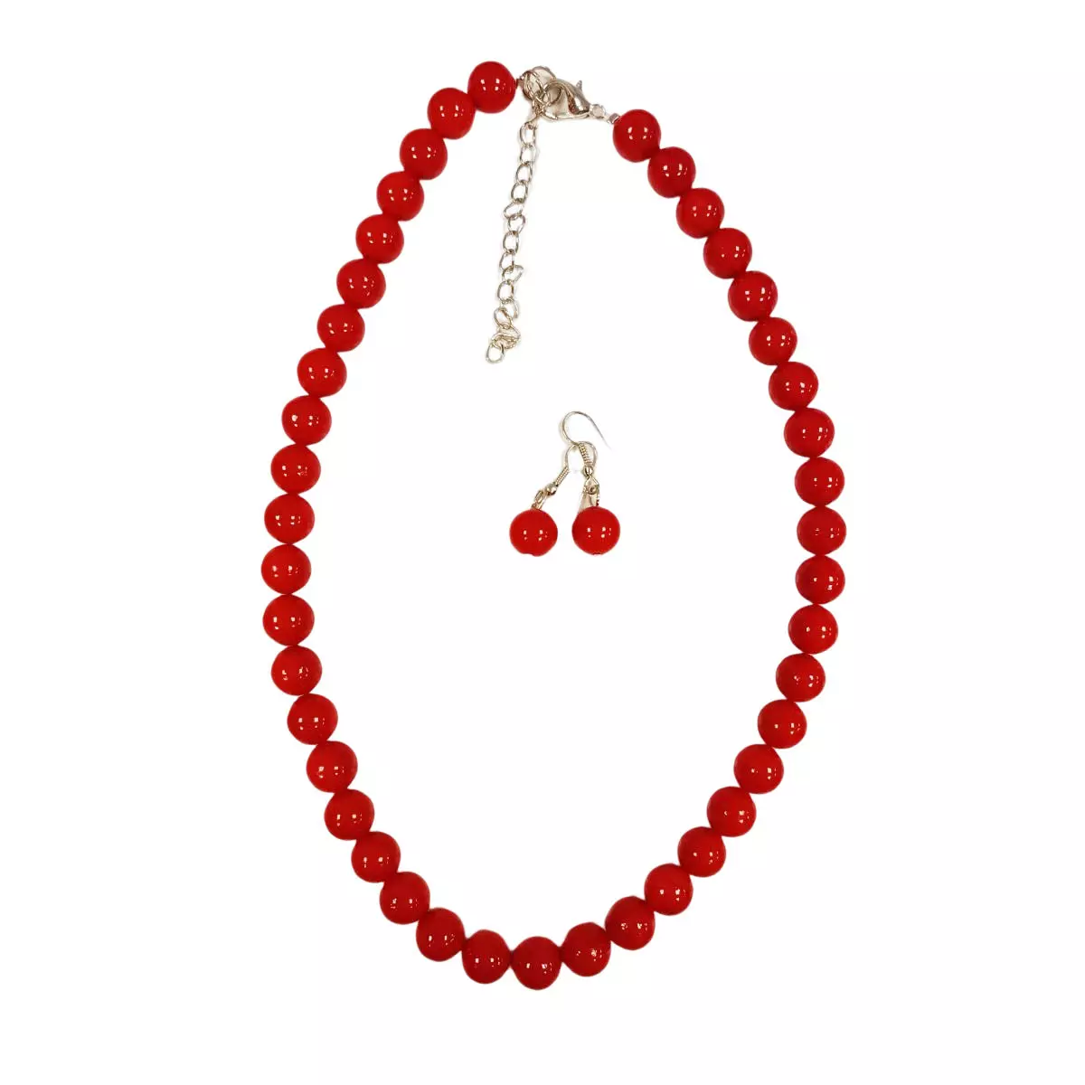 les trésors de lily Parure collier et boucles 'Mineralia' rouge 10 mm [R9194]