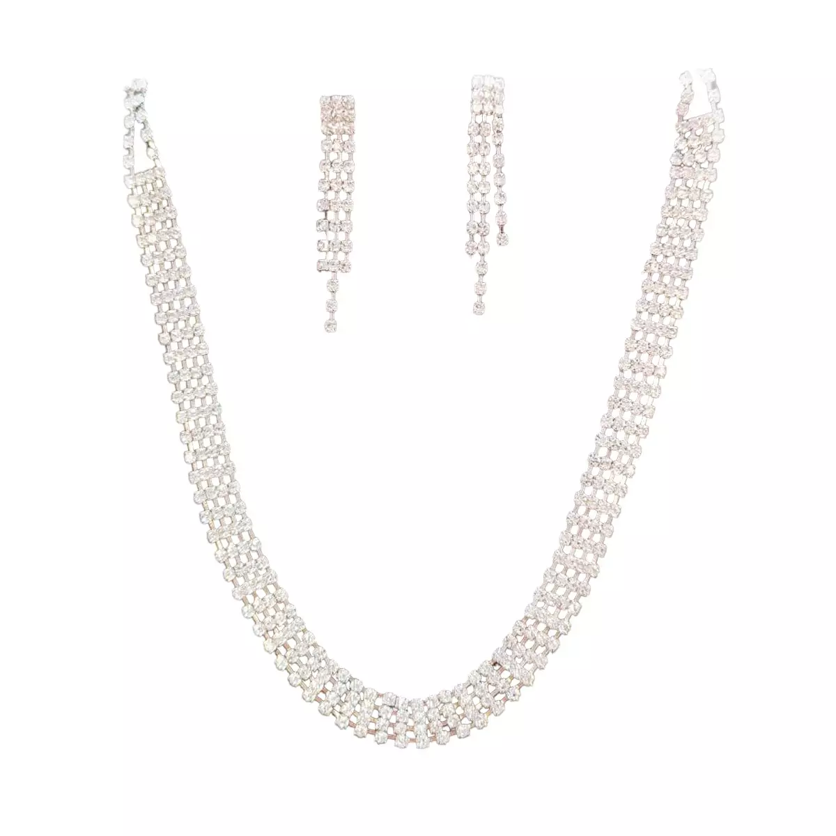 les trésors de lily Parure Créateur 'Arégonde' Blanc argenté (diamonds) largeur 1 cm boucles 50x7 mm [R9002]