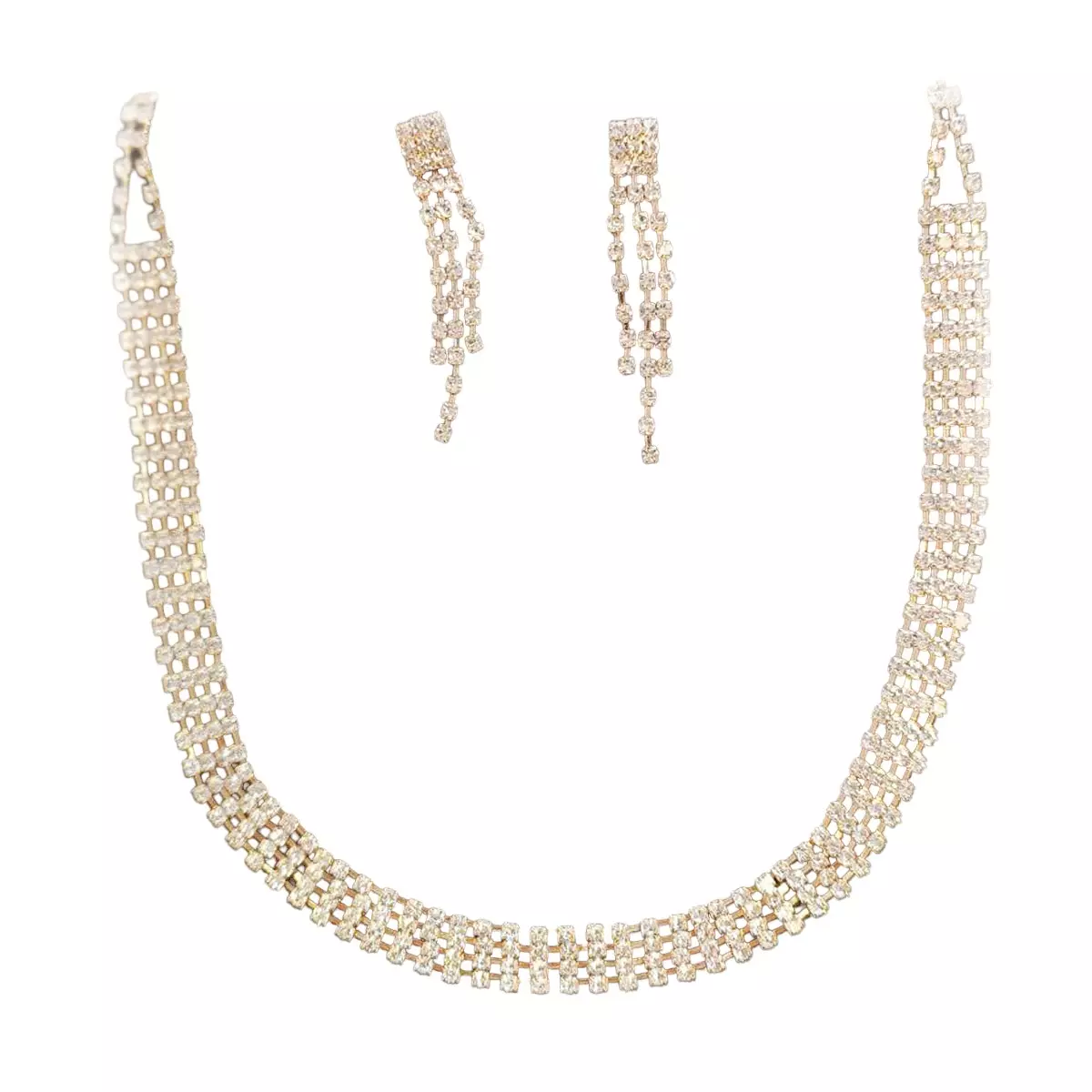 les trésors de lily Parure Créateur 'Arégonde' Blanc doré (diamonds) largeur 1 cm boucles 50x7 mm [R9003]