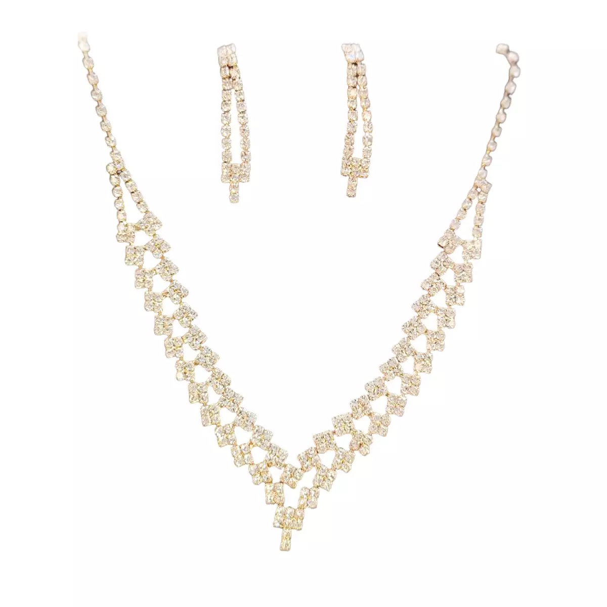 les trésors de lily Parure Créateur 'Arégonde' blanc doré (diamonds) largeur 20 mm boucles 40x7 mm [R9006]