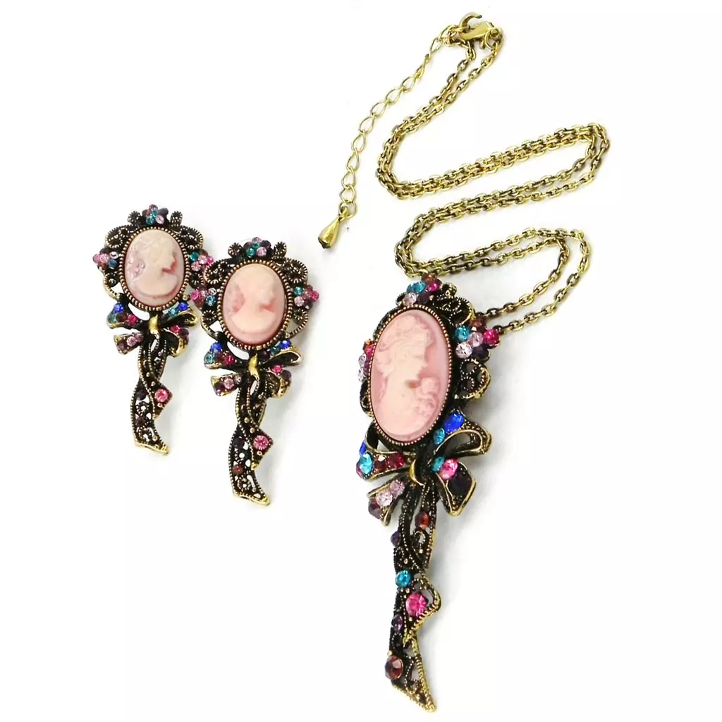 les trésors de lily Parure Créateur 'Camee' multicolore 75x32 mm [I3832]