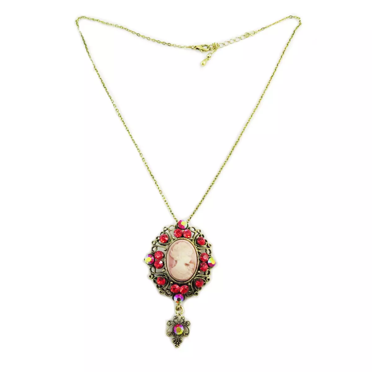 Les Trésors De Lily Parure Créateur 'Camee' Rouge Doré 8x4 Cm Boucles 35x30 Mm [R7014]