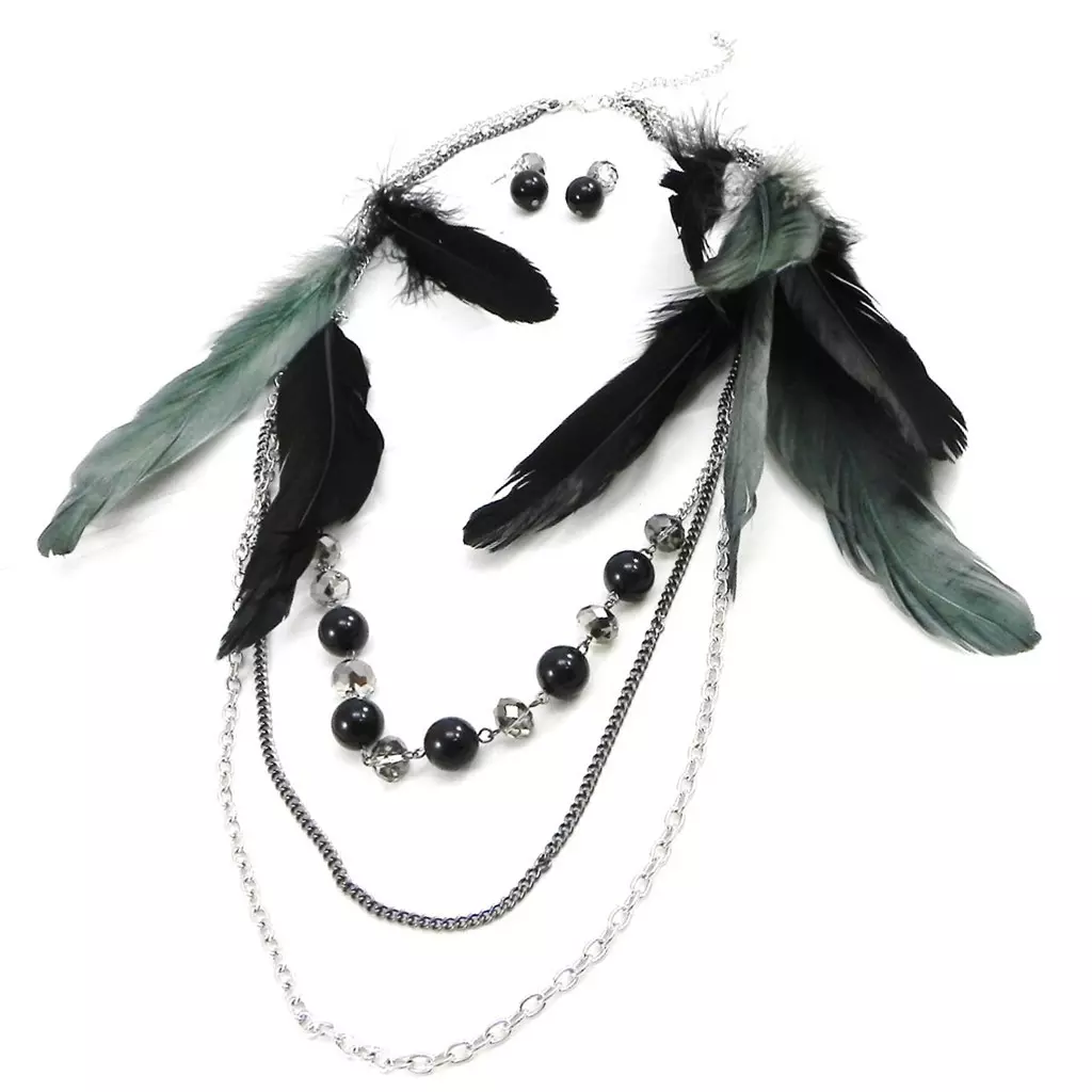 Les Trésors De Lily Parure Créateur 'Cheyennes' Gris Noir [I4514]