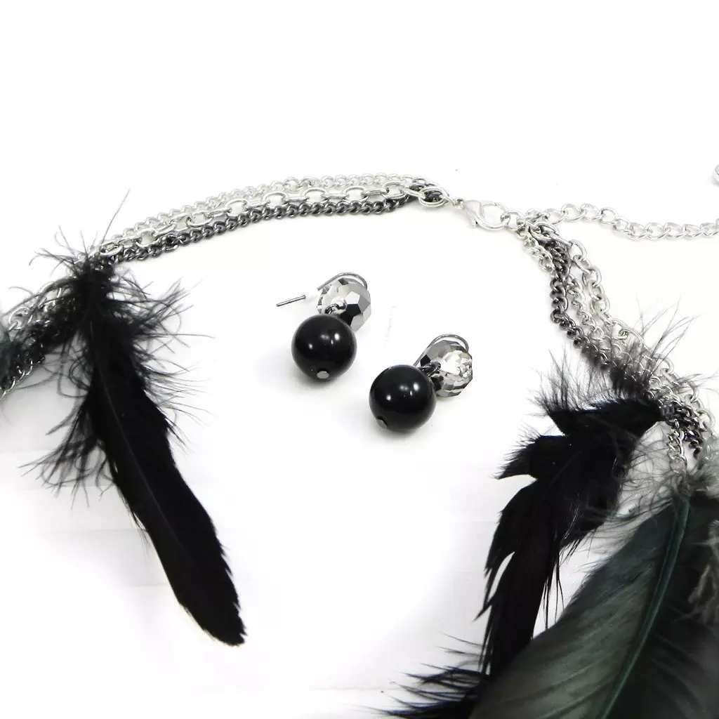 Les Trésors De Lily Parure Créateur 'Cheyennes' Gris Noir [I4514]
