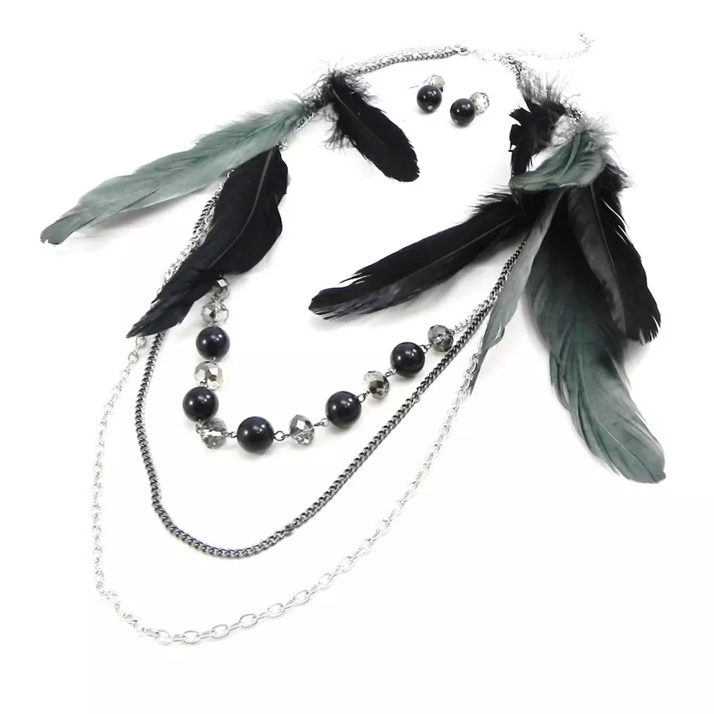 les trésors de lily Parure Créateur 'Cheyennes' gris noir [I4514]