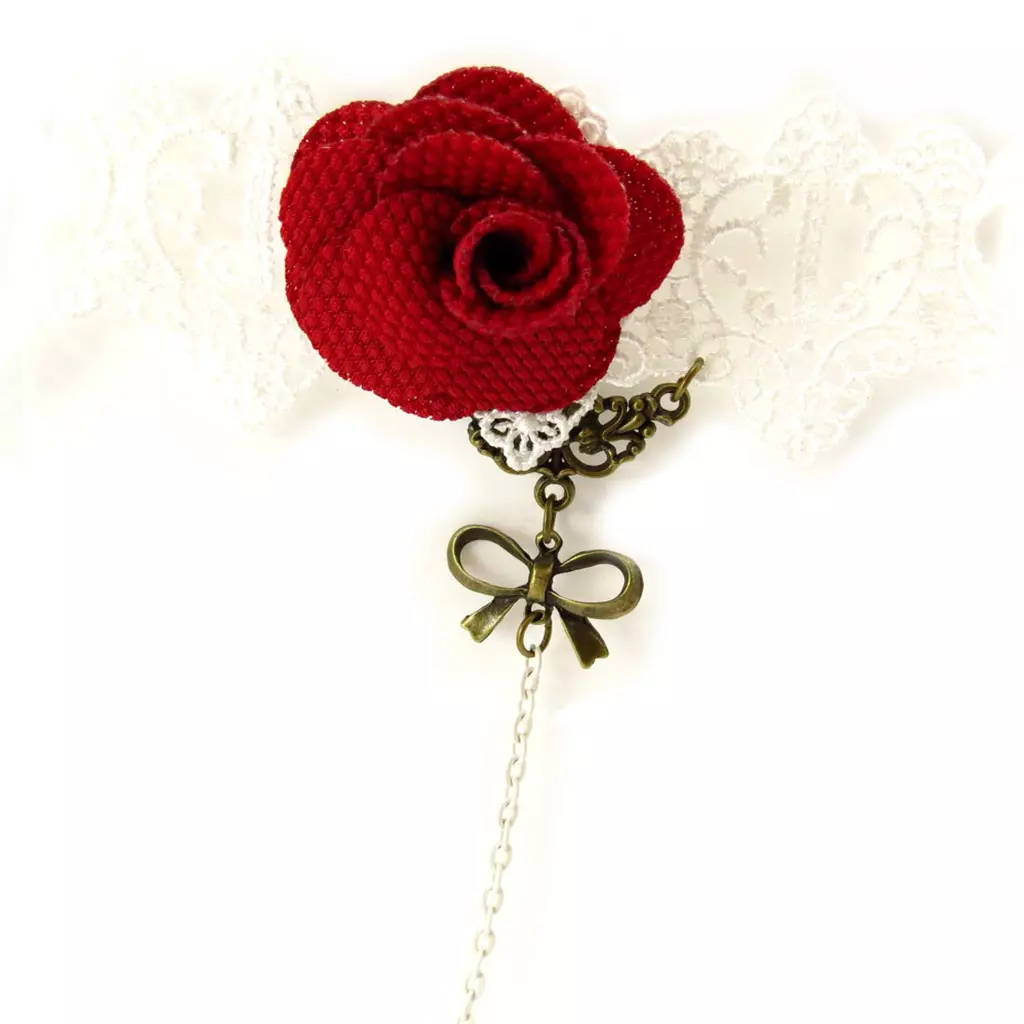 Les Trésors De Lily Parure Créateur 'Courtisanes' Ivoire Rouge (dentelle) [K6574]