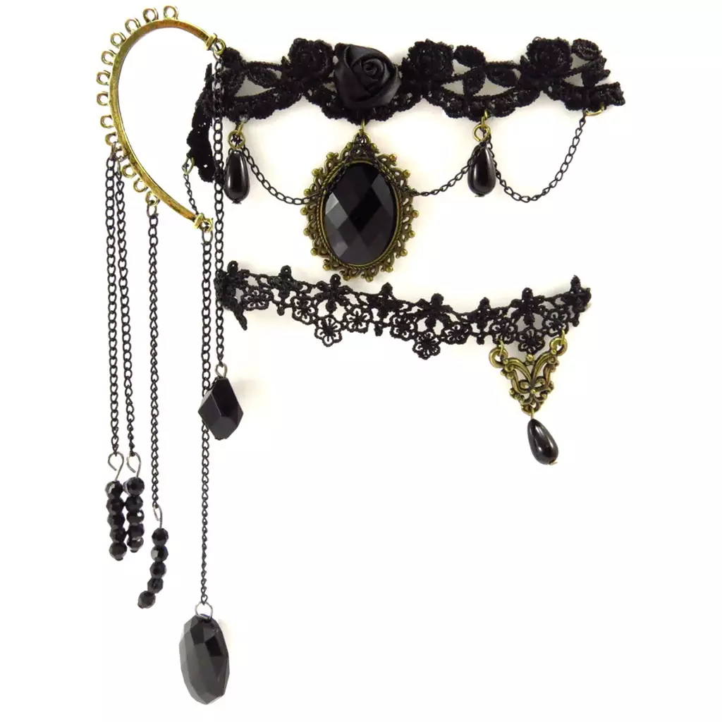 les trésors de lily Parure créateur 'Courtisanes' noir (dentelle) [K6571]