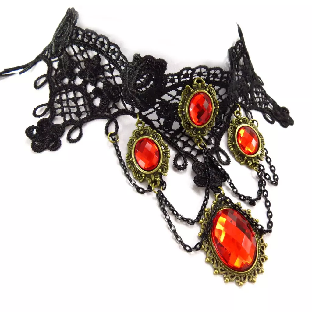Les Trésors De Lily Parure Créateur 'Courtisanes' Rouge Noir (dentelle) [K6575]