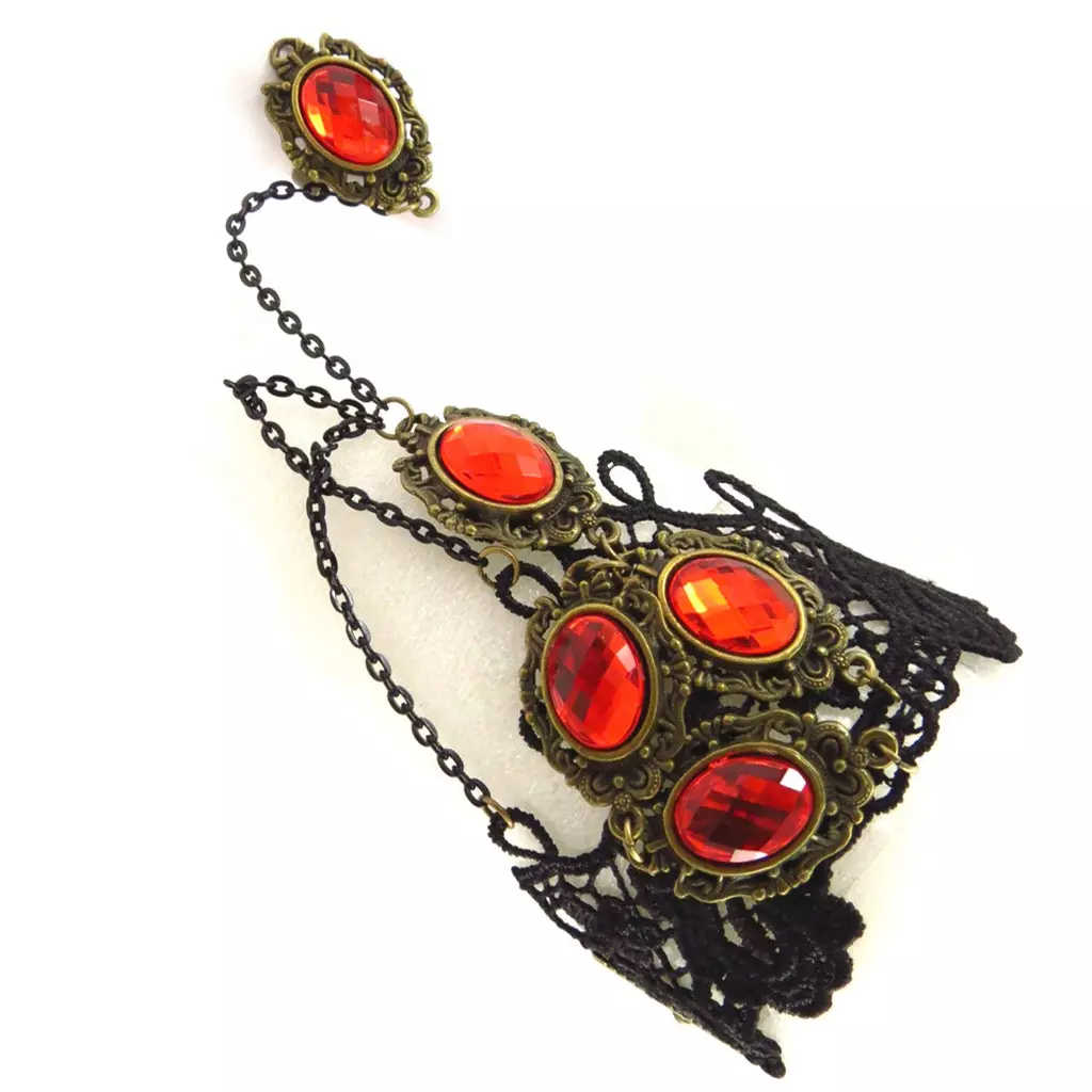 Les Trésors De Lily Parure Créateur 'Courtisanes' Rouge Noir (dentelle) [K6575]