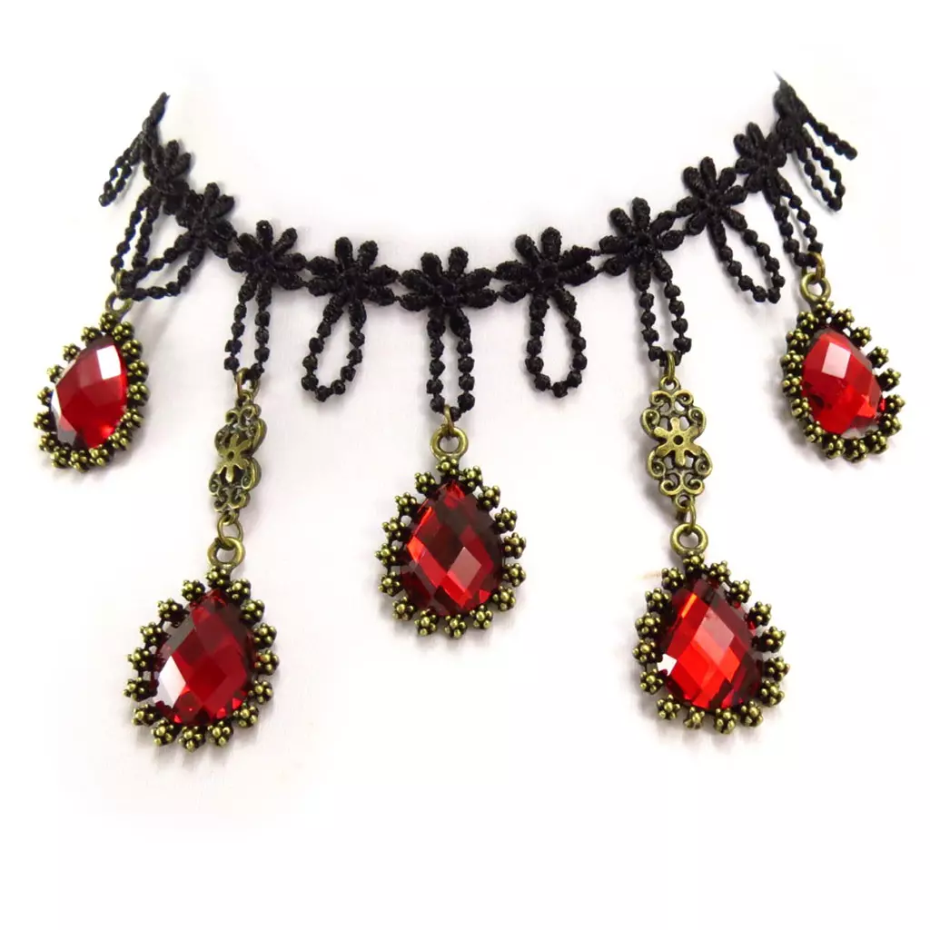 Les Trésors De Lily Parure Créateur 'Courtisanes' Rouge Noir (dentelle) [K6564]