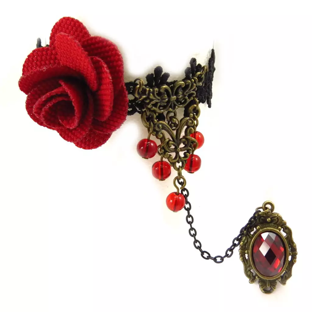Les Trésors De Lily Parure Créateur 'Courtisanes' Rouge Noir (dentelle) [K6564]
