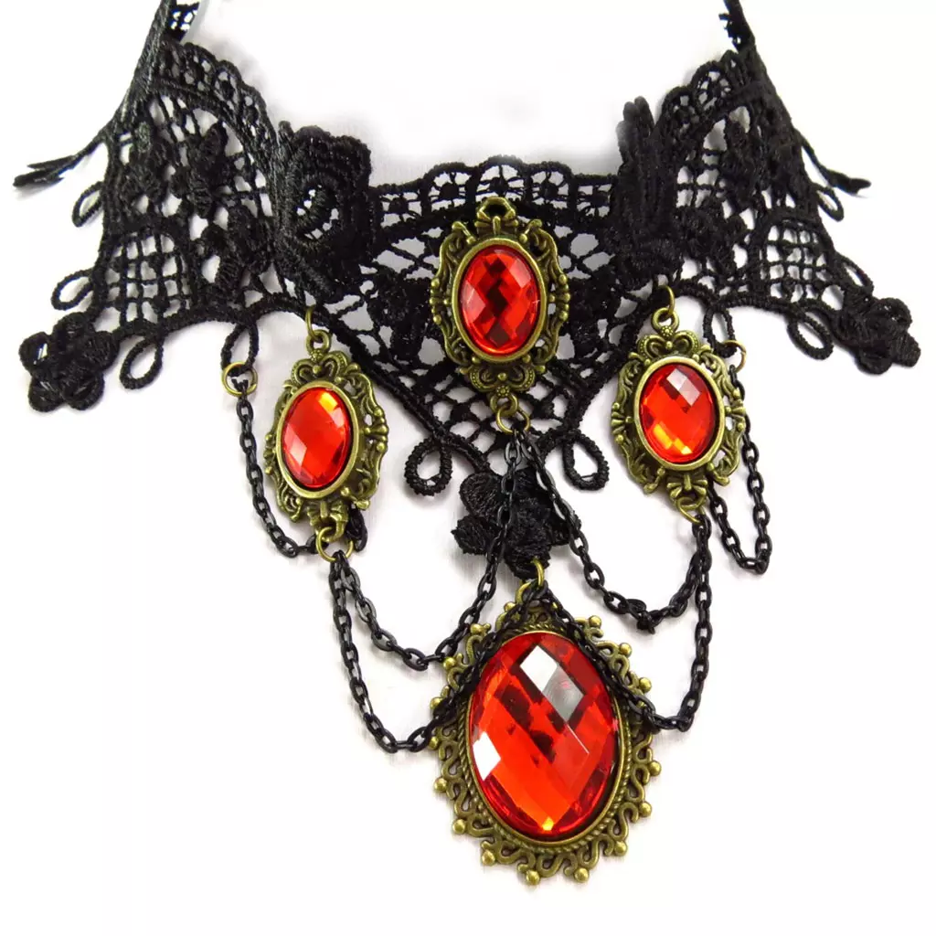 Les Trésors De Lily Parure Créateur 'Courtisanes' Rouge Noir (dentelle) [K6575]