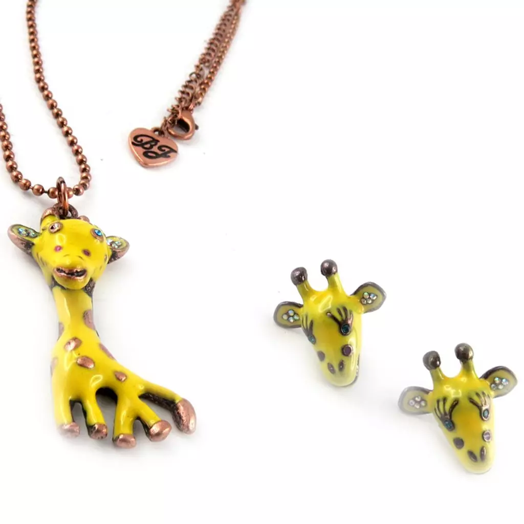 Les Trésors De Lily Parure Créateur 'Girafes' Jaune Doré [K9219]