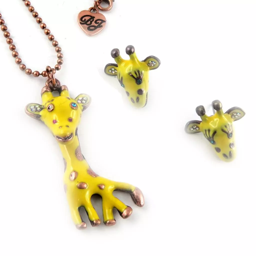 Les Trésors De Lily Parure Créateur 'Girafes' Jaune Doré [K9219]