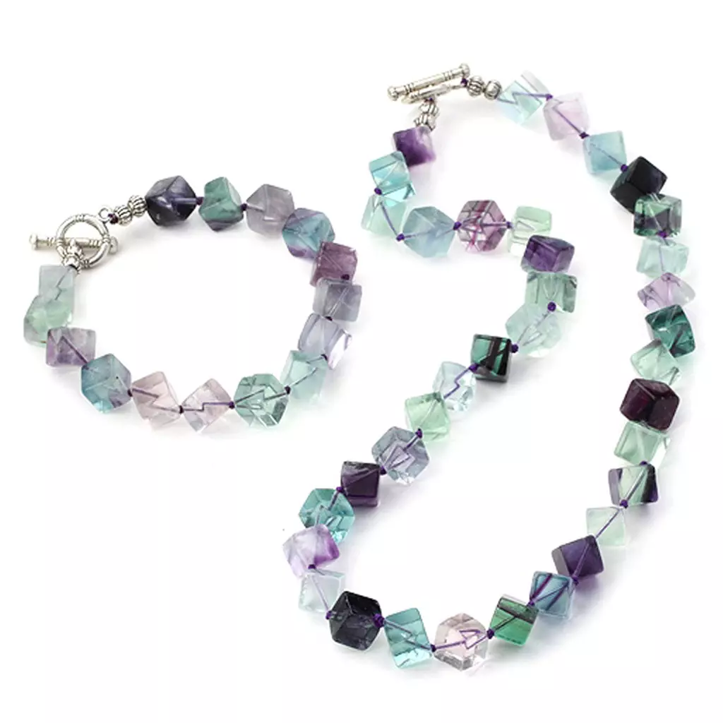 les trésors de lily Parure Créateur 'Mineralia' fluorite [K1138]