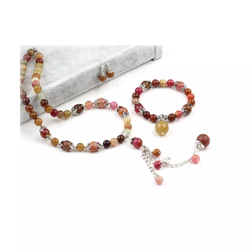 les trésors de lily Parure Créateur 'Mineralia' jade multicolore [K2871]