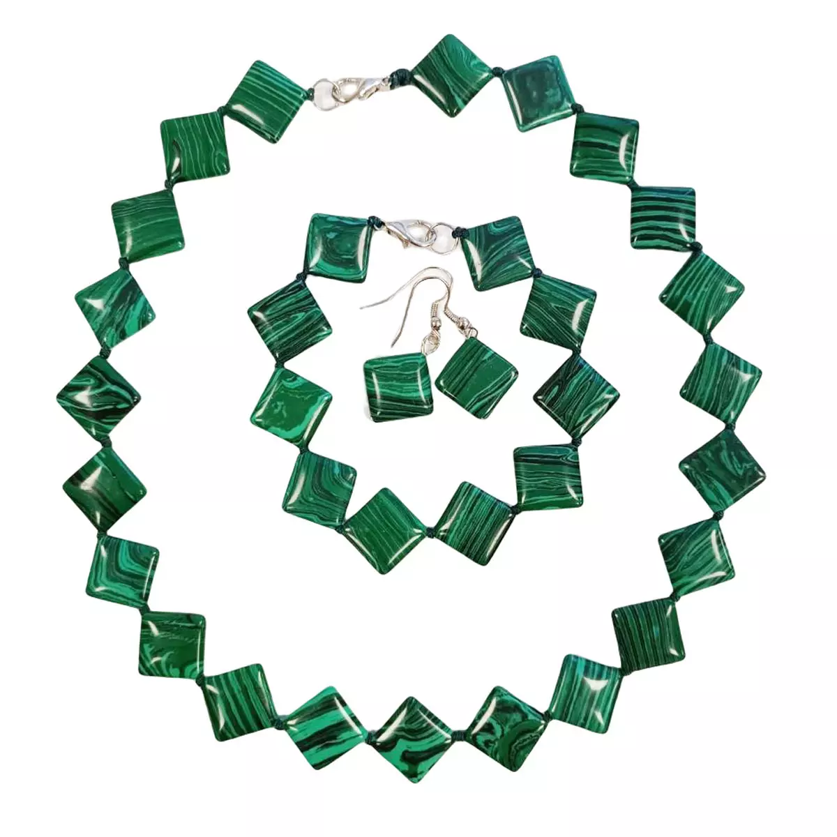 Les Trésors De Lily Parure Créateur 'Mineralia' Malachite 3 Pièces 18 Mm [R9177]