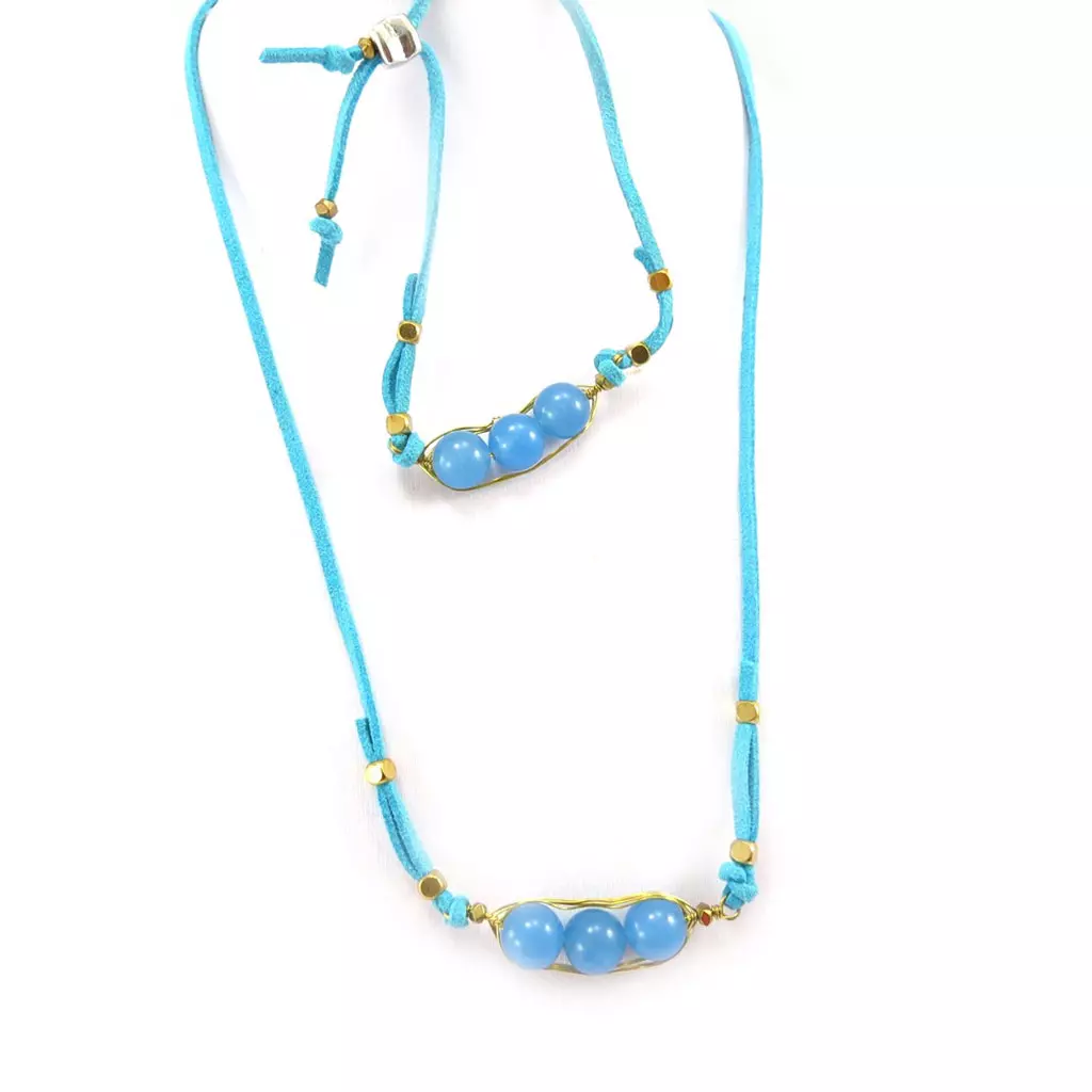 Les Trésors De Lily Parure Créateur 'Mineralia' Turquoise [K4707]