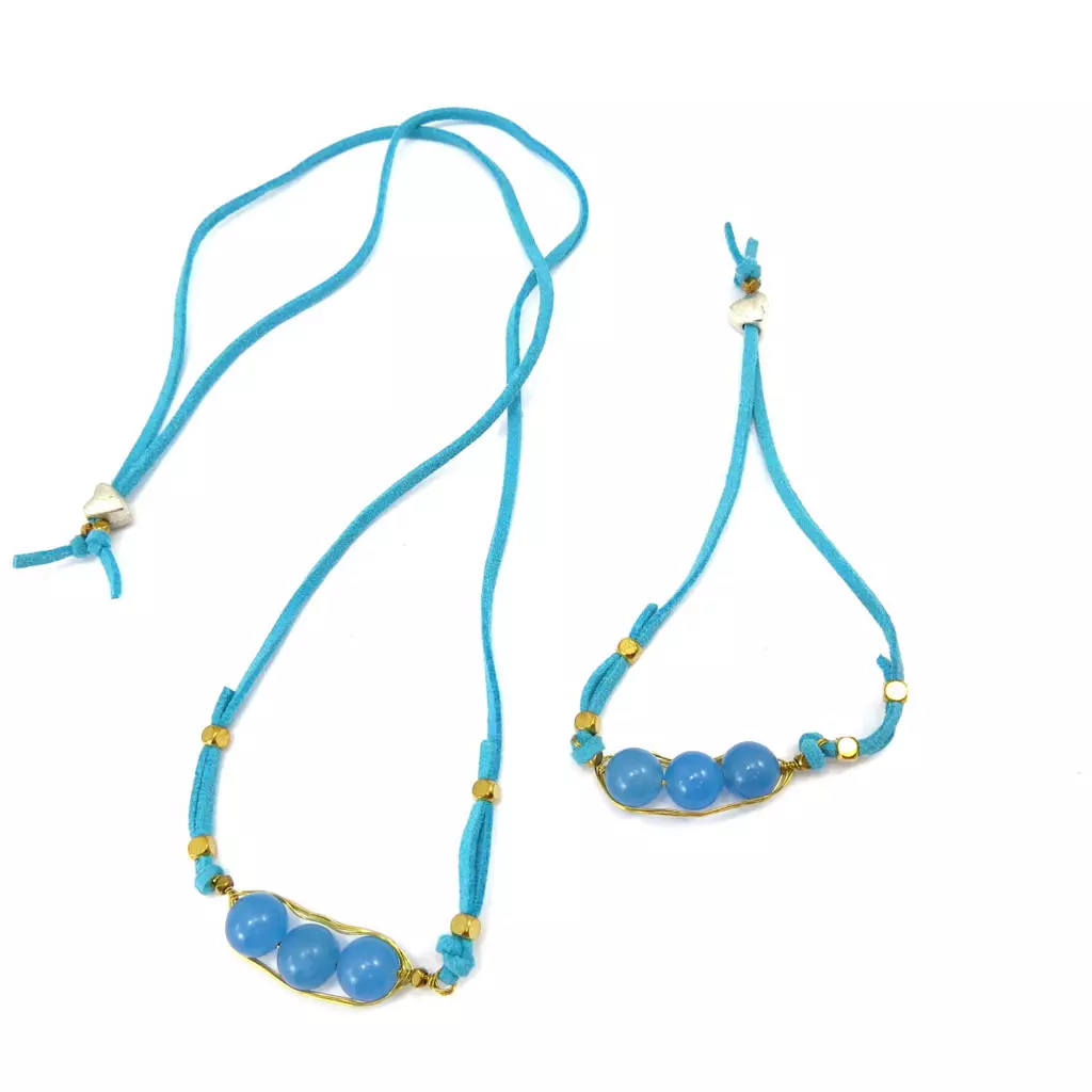 les trésors de lily Parure Créateur 'Mineralia' turquoise [K4707]