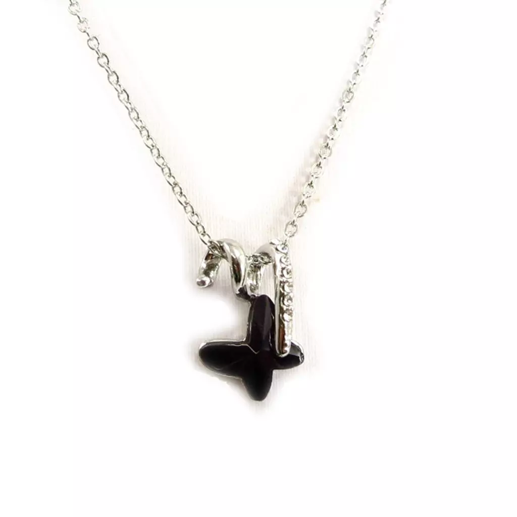 Les Trésors De Lily Parure Créateur 'Papillon De Cristal' Noir (collier + Boucles) [K7009]