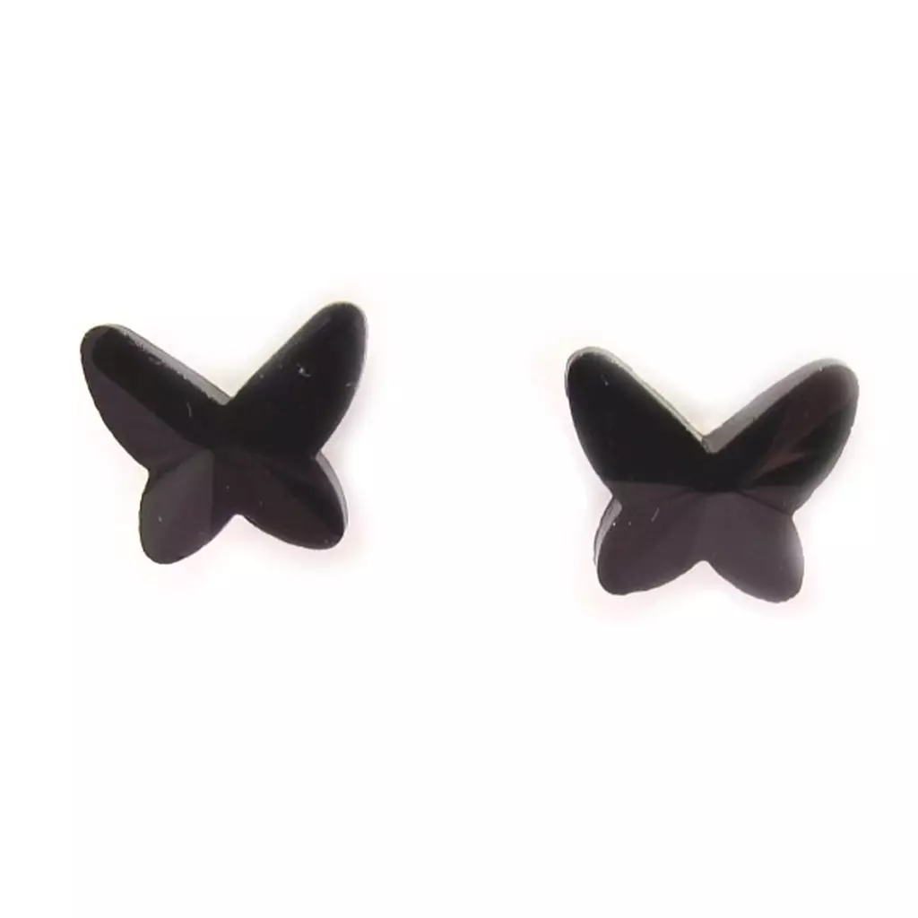 Les Trésors De Lily Parure Créateur 'Papillon De Cristal' Noir (collier + Boucles) [K7009]