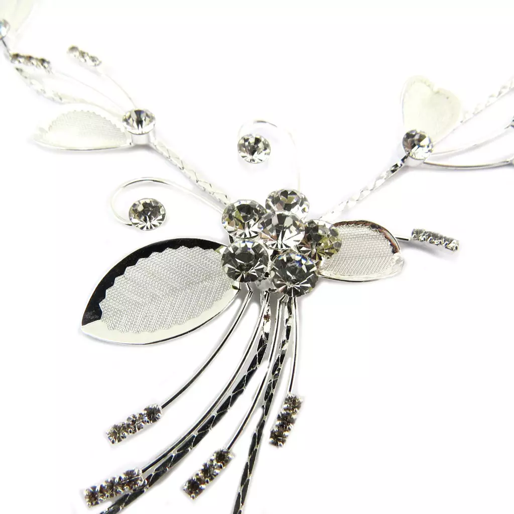 Les Trésors De Lily Parure Créateur 'Sissi' Blanc Argenté (collier + Boucles) [P7272]