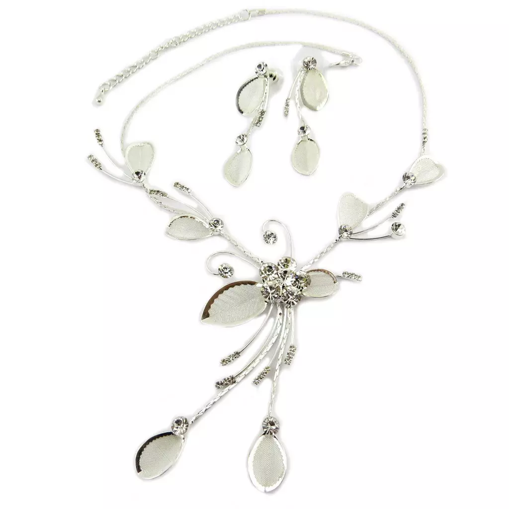 les trésors de lily Parure créateur 'Sissi' blanc argenté (collier + boucles) [P7272]