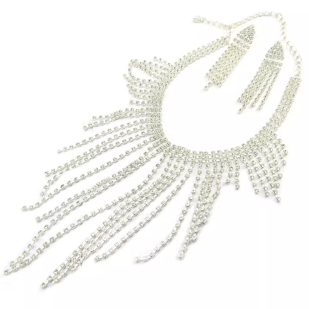 les trésors de lily Parure créateur 'Sissi' blanc (collier + boucles) [P4788]