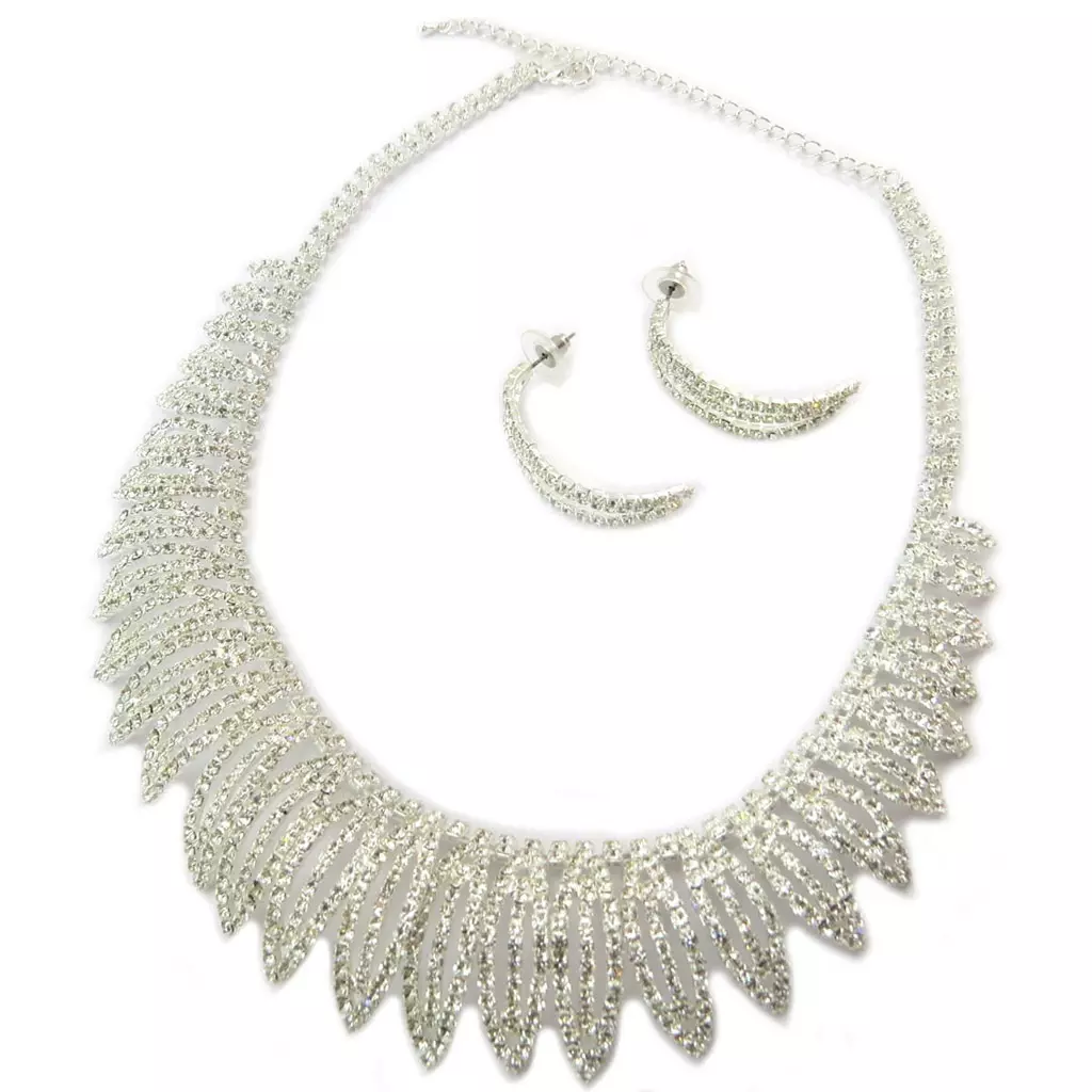 les trésors de lily Parure créateur 'Sissi' blanc (collier + boucles) [P4792]