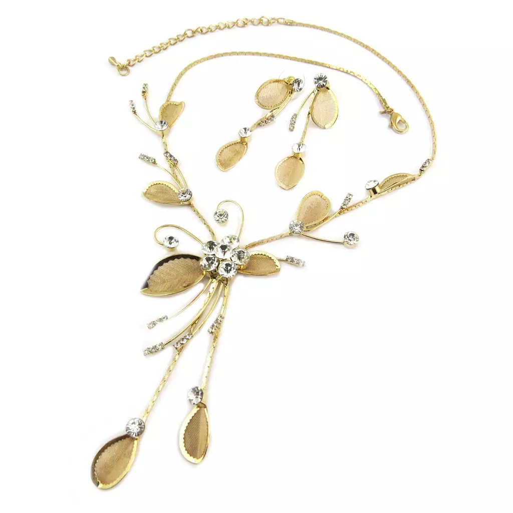 les trésors de lily Parure créateur 'Sissi' blanc doré rosé (collier + boucles) [P7274]