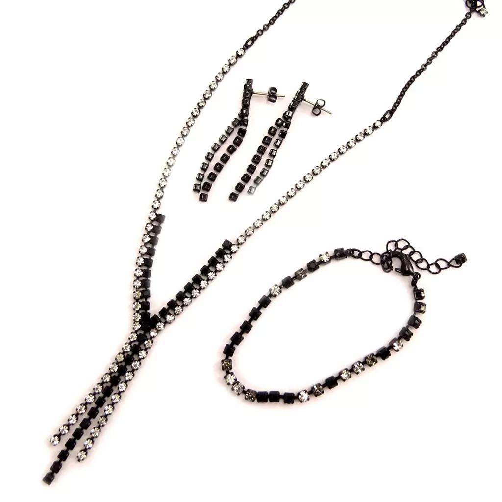 Les Trésors De Lily Parure Créateur 'Sissi' Gris Noir (3 Pièces) [K7245]